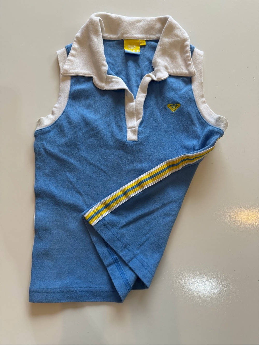Vintage Roxy Y2K Blue Sleeveless Polo Tank Top Embroidered Logo Surf